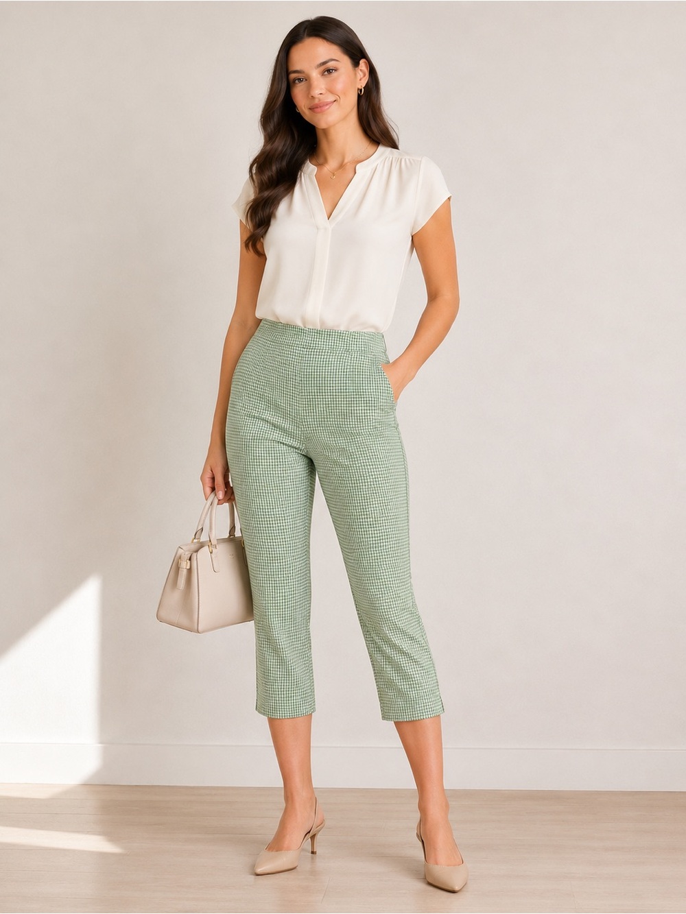 PIAZZA SEMPIONE Audrey Cropped Capri Pants Size 8 IT 44 Italian Luxury Quiet